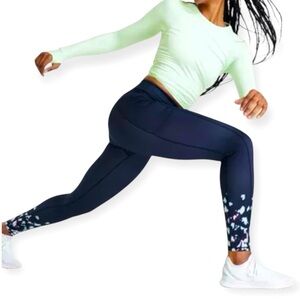 Sweaty Betty Super Sculpt Navy Blue Side Pocket 7/8 Length Size Large Legging